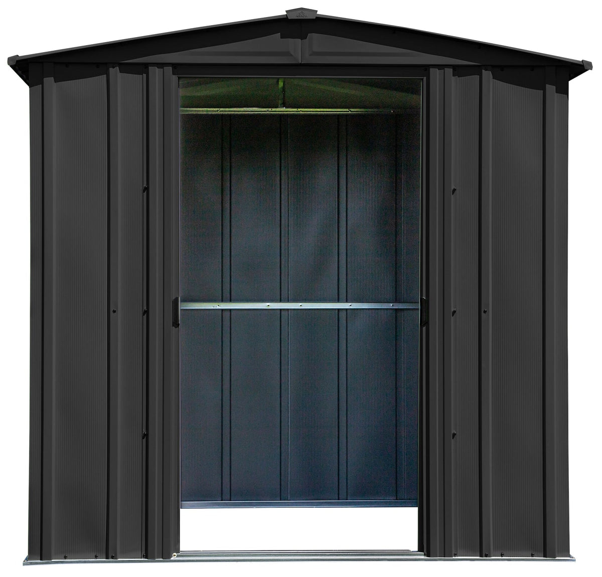 Classic Galvanized Steel Storage Shed, Charcoal, 6-ft x 5-ft