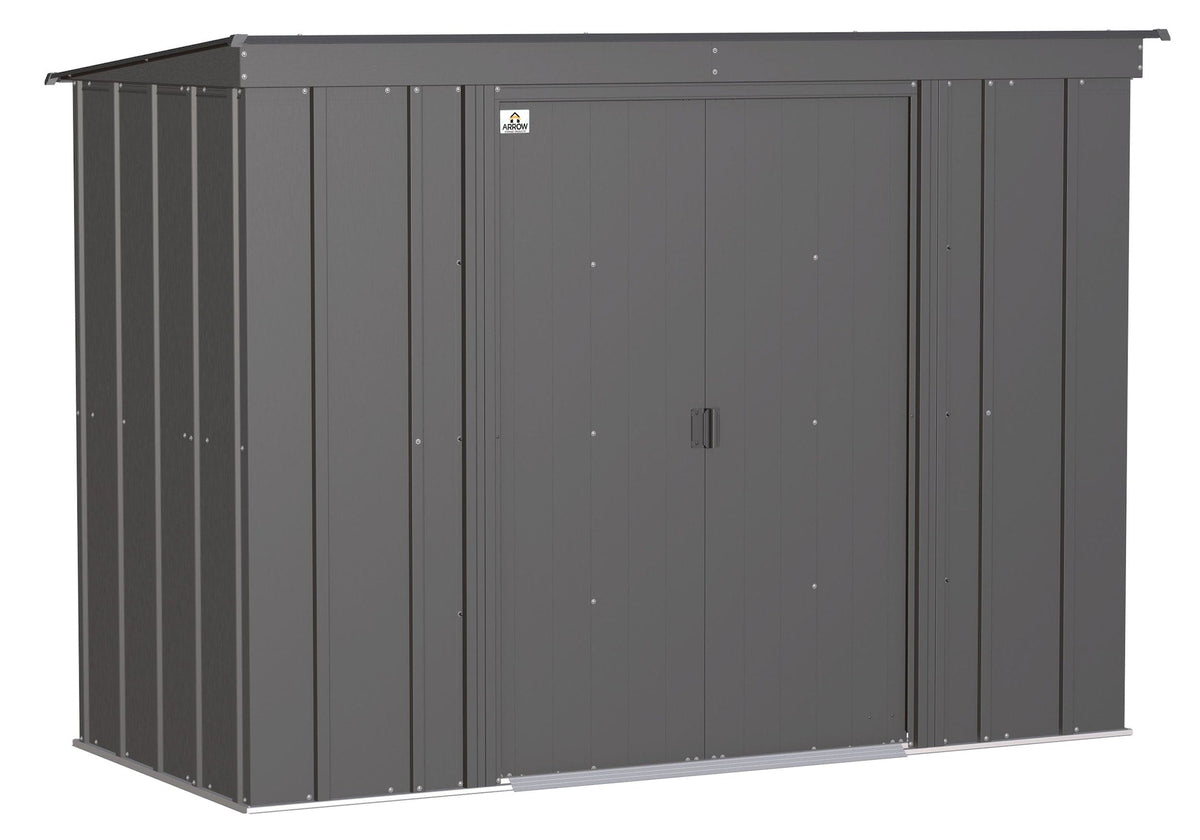 Classic Galvanized Steel Storage Shed, Charcoal, 8-ft x 4-ft