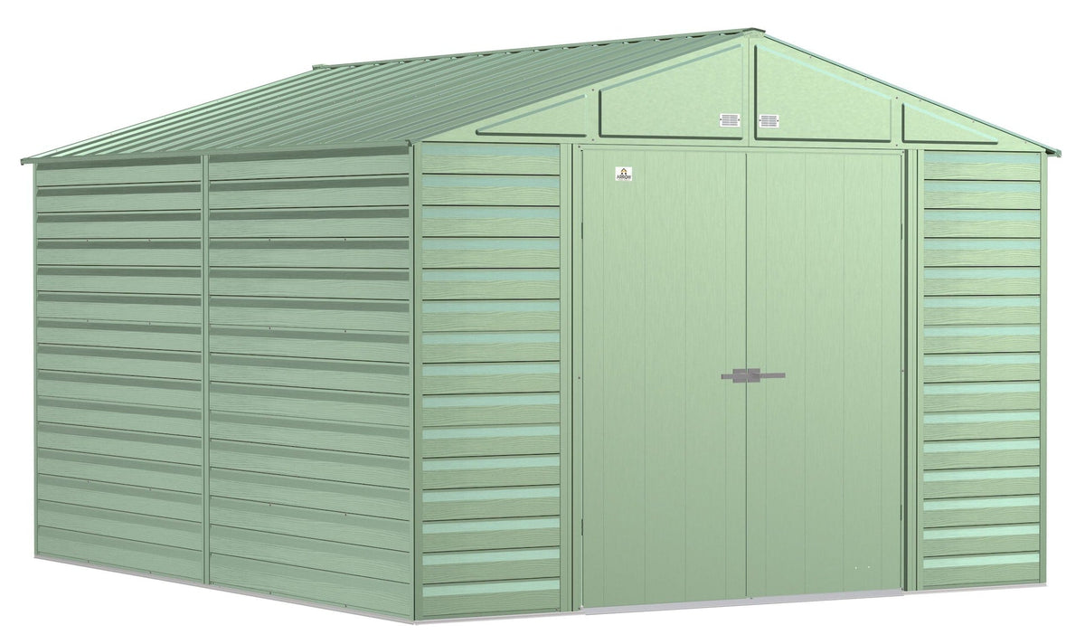 Select Galvanized Steel Storage Shed, Sage Green, 10-ft x 12-ft