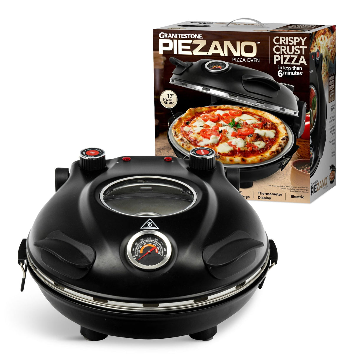Piezano Electric Pizza Oven, 12-in, Black