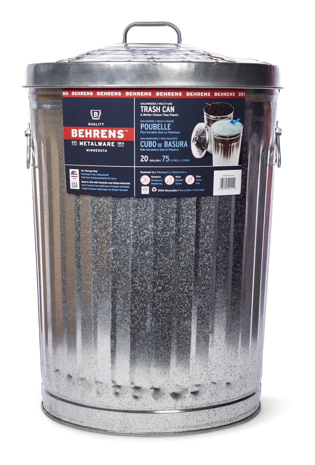Galvanized Steel Circular Multi-Purpose Garbage Can, 75-L (19.8 US gal)
