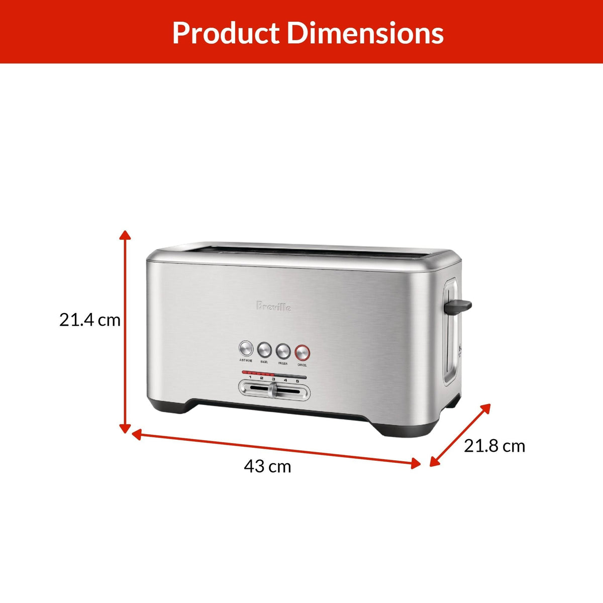 ‘A Bit More’ 4-Slice Toaster, Brushed Stainless Steel