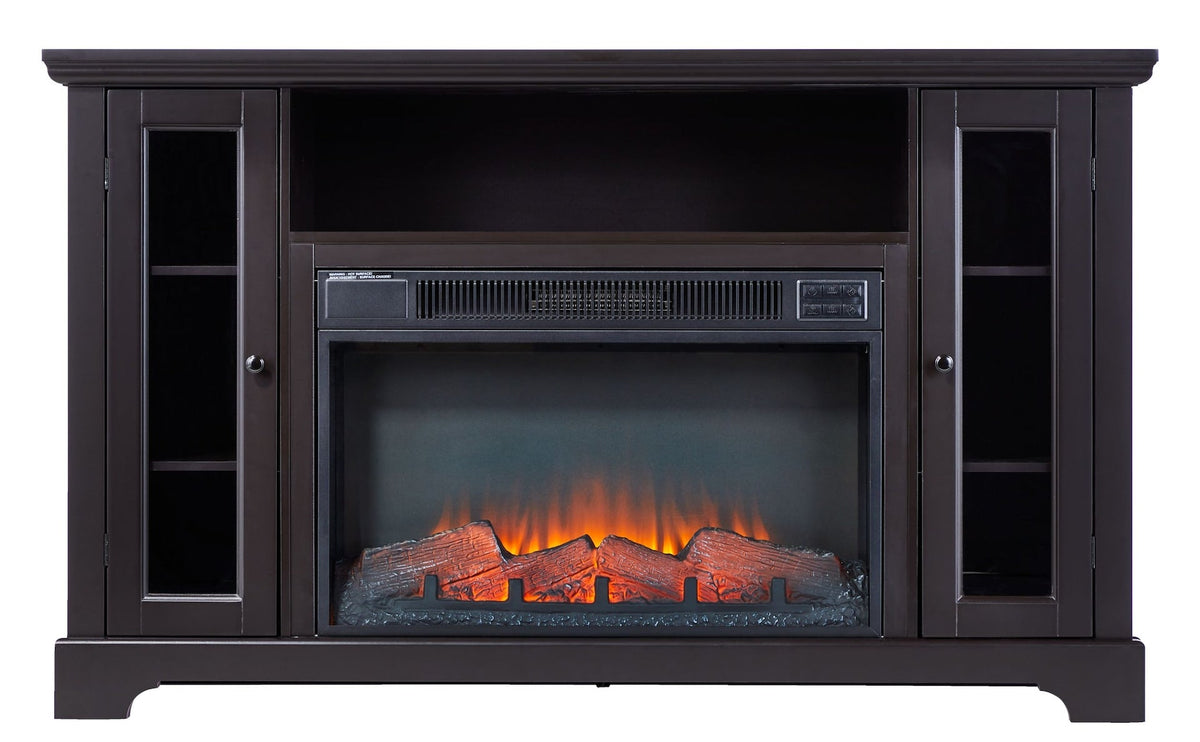 CANVAS Kingwood Media Electric Fireplace TV Stand, 57-in, 1500W, Includes Remote Control, Brown
