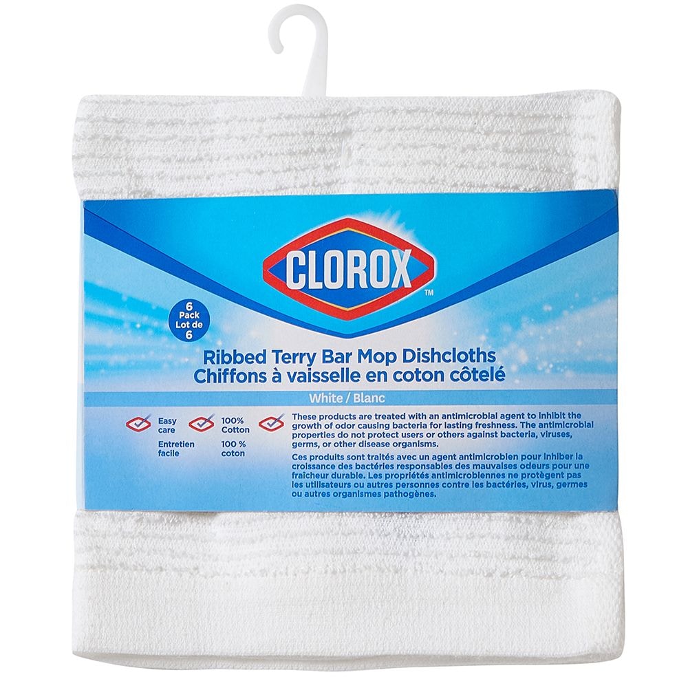 Ribbed Terry Bar Mop Dishcloth Kitchen Set, 12-in x 12-in, 6-pk