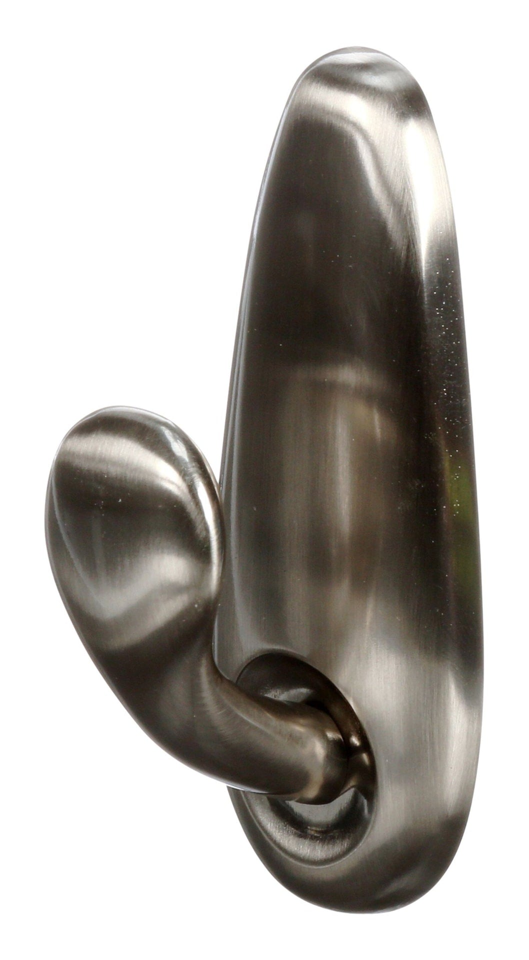 Large Decorative Metallic Hook with Adhesive Strips, Brushed Nickel, 5-lbs, 1 Strip per Pack