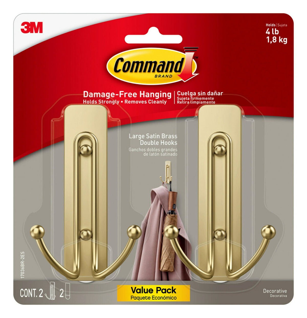 Large Satin Brass Hooks