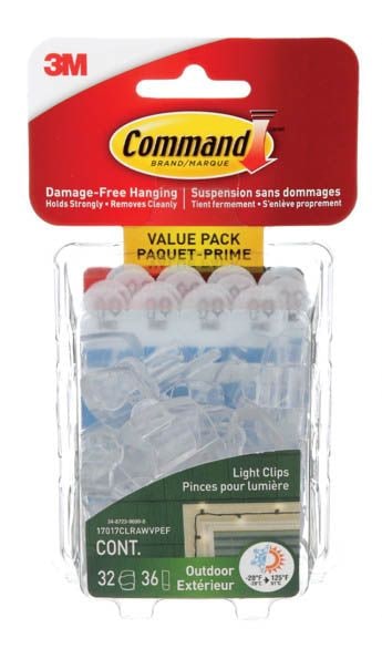Outdoor Light Clips with Foam Strips, No Surface Damage, 32 Strips per Pack
