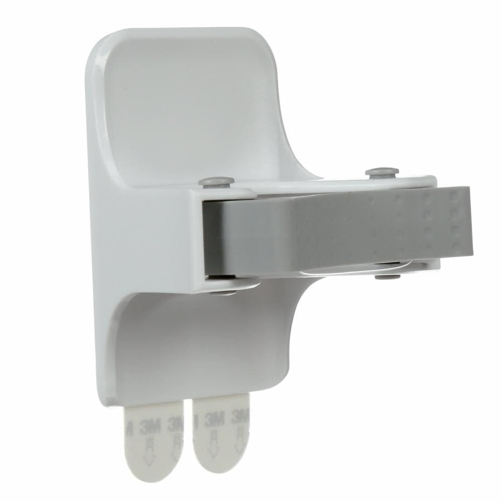 Wall-Mounted Mop & Broom Gripper with Adhesive Strips, White, 4-lbs, 1 Strip per Pack