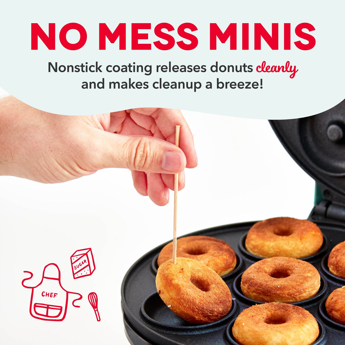 Express Mini Compact Electric Donut Maker, Non-Stick Surface, Aqua