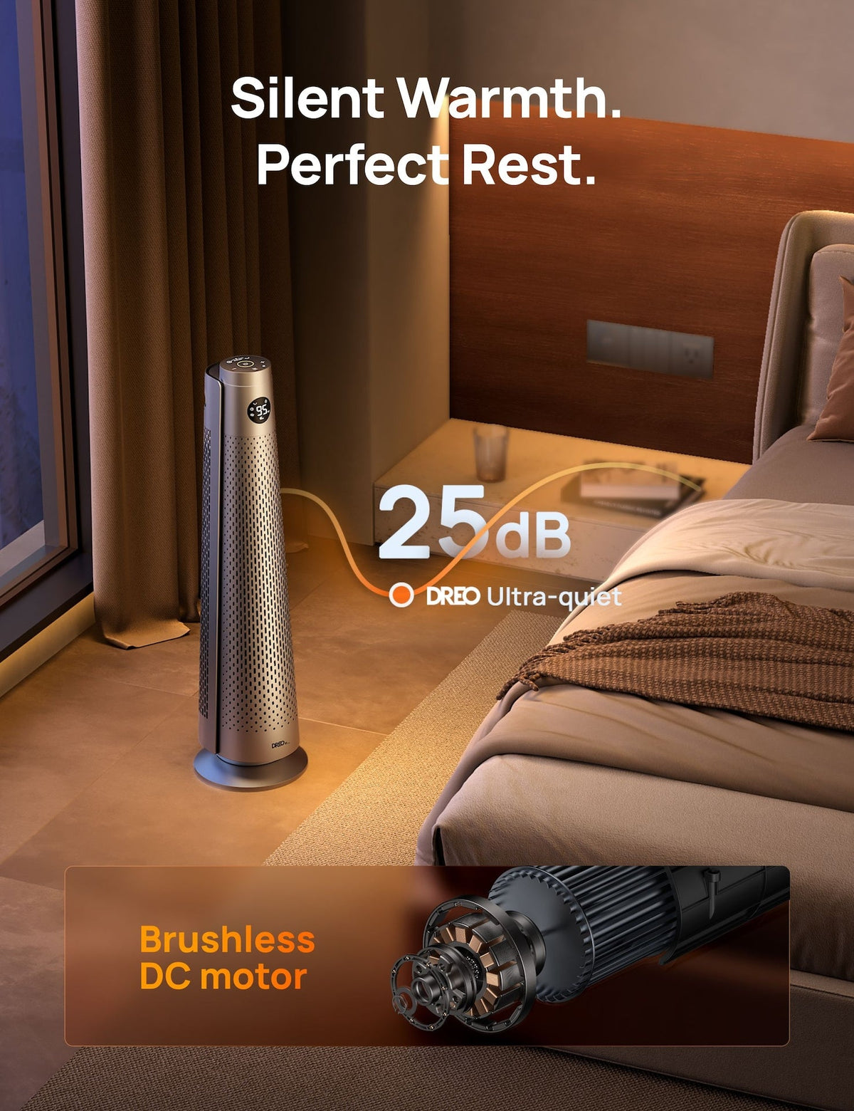 Home Large Room Space Heater with Adjustable Thermostat, 30-in