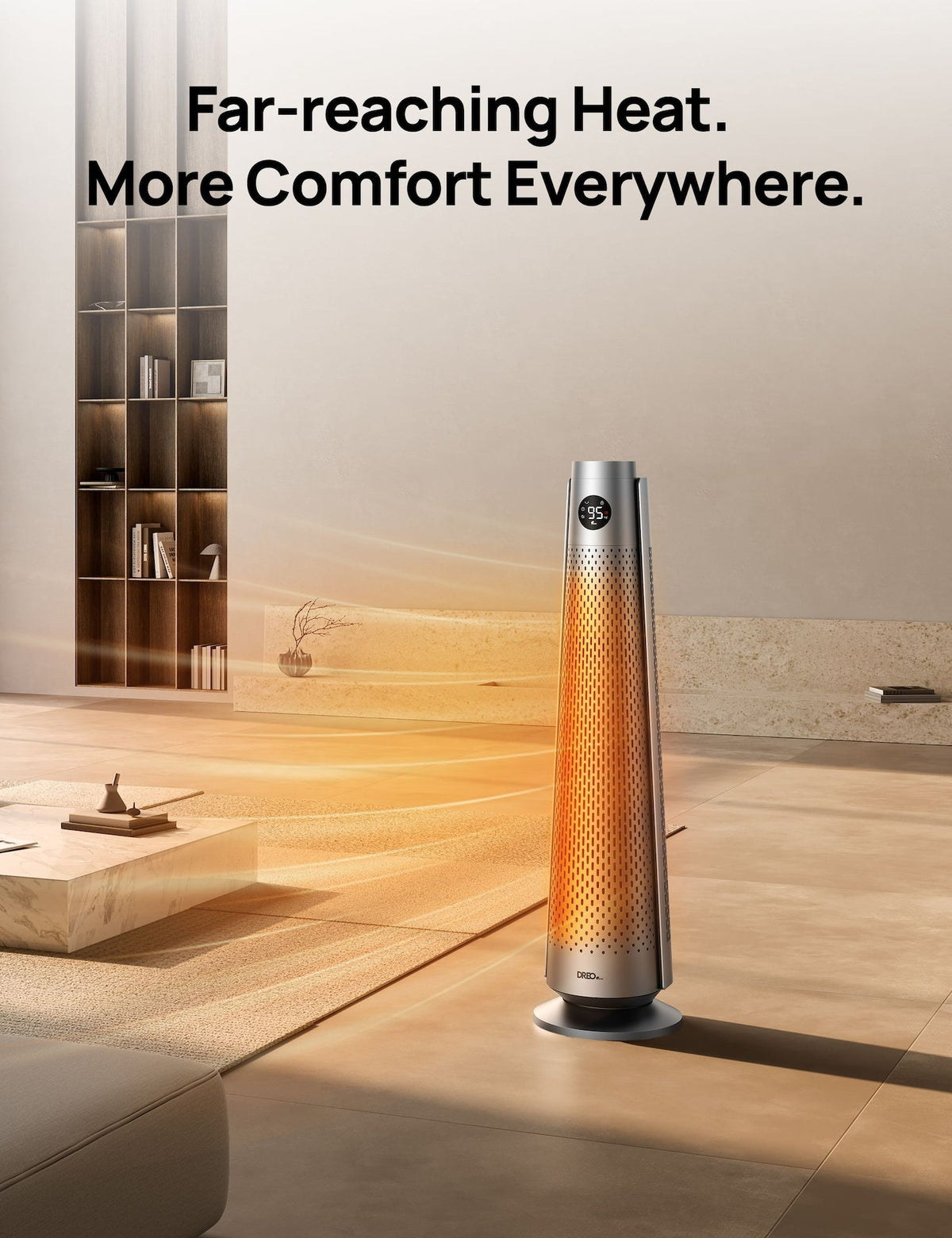 Home Large Room Space Heater with Adjustable Thermostat, 30-in