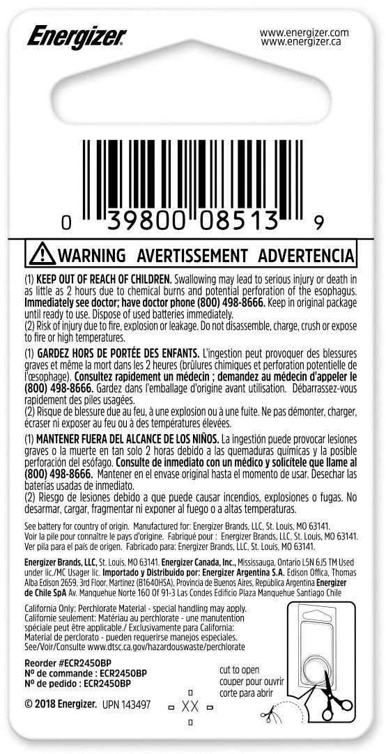 1-pk CR2450 3V / 3 Volt Lithium Coin Cell Battery, Long Lasting, All Purpose