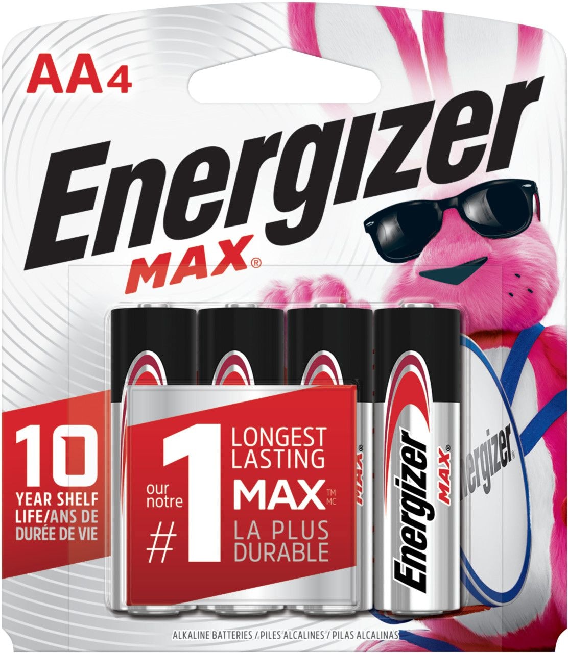 Max 4-pk AA Alkaline Batteries, Long Lasting, All Purpose