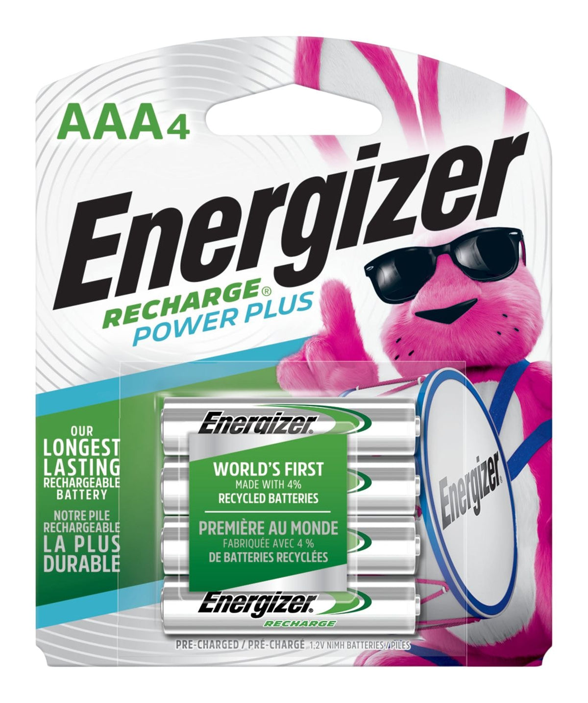 NH12BP-4 AAA 800mAh NiMH Rechargeable Batteries, Pre-Charged, All Purpose, 4-pk