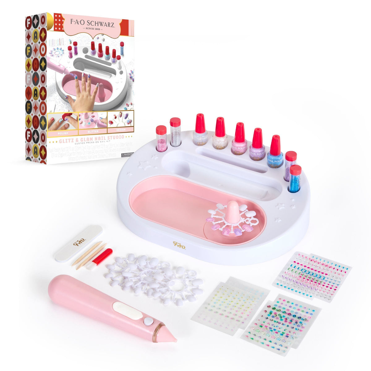 Girls Custom Glitter Nail Set, Pink