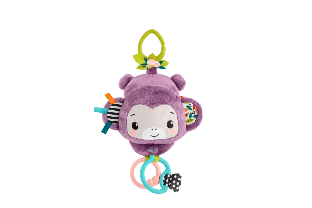 Sing n Go Purple Monkey Plush Baby Stroller Sensory Toy For Newborns