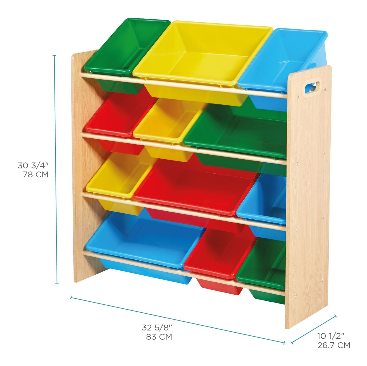 Kids 12-Bin Bedroom/Playroom Toy Storage Organizer, Yellow