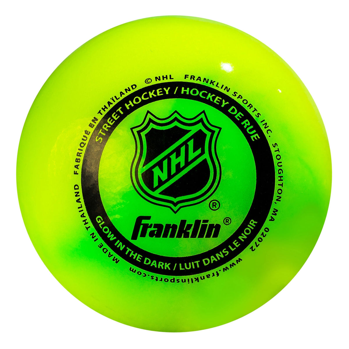 Franklin Glow in the Dark Hockey Ball, Minimal Bounce, PVC, Green