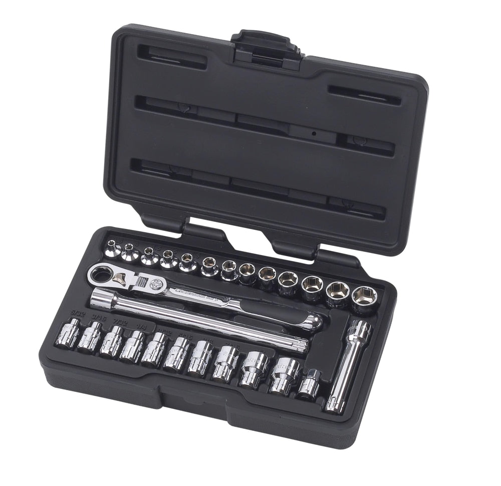 Pass-Thru 1/4-in Drive Socket Set 27-pc, SAE/Metric
