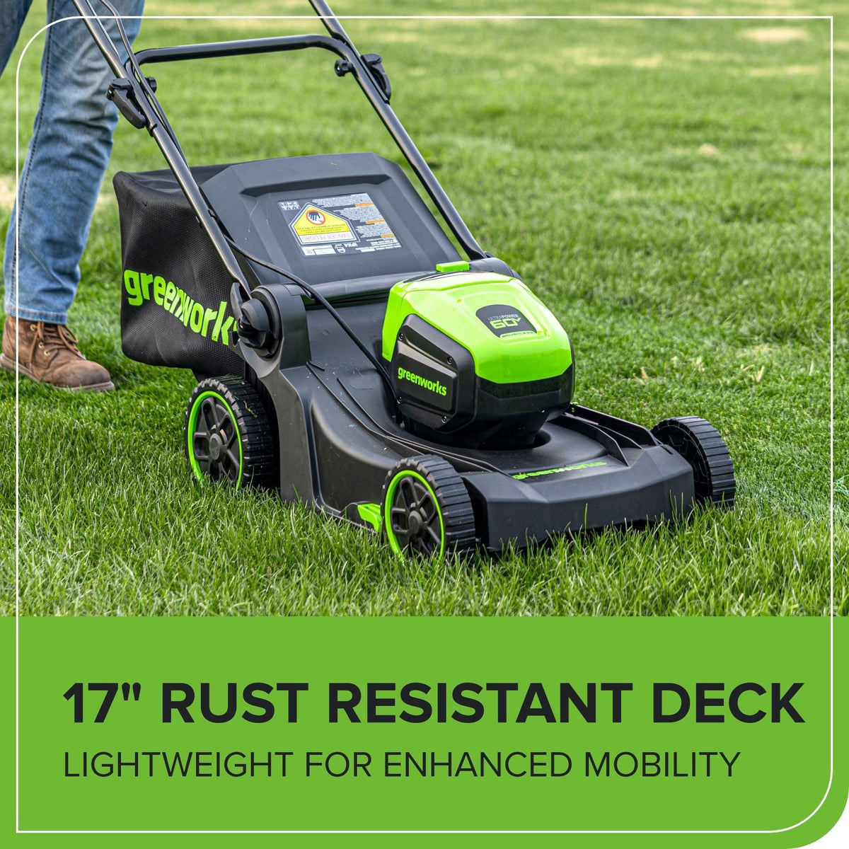 60V 17-in Push Lawn Mower with 4.0 Ah Battery & 3A Charger