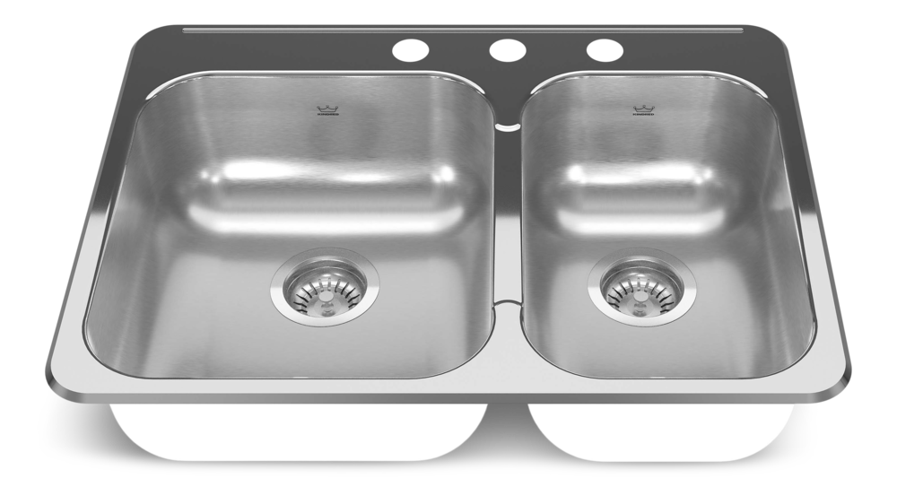Drop In Double Bowl 3-Hole Kitchen Sink, 27.25-in. x 20.56-in, Stainless Steel