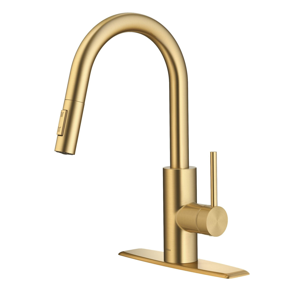 Oletto Single Handle High Arc Pull Down Kitchen Faucet, Brushed Brass