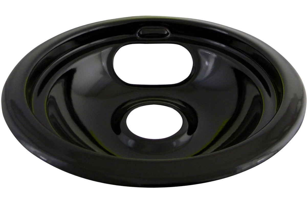 62243 Porcelain Stove Drip Pan with Trim Ring, Dishwasher Safe, Black, 6-in