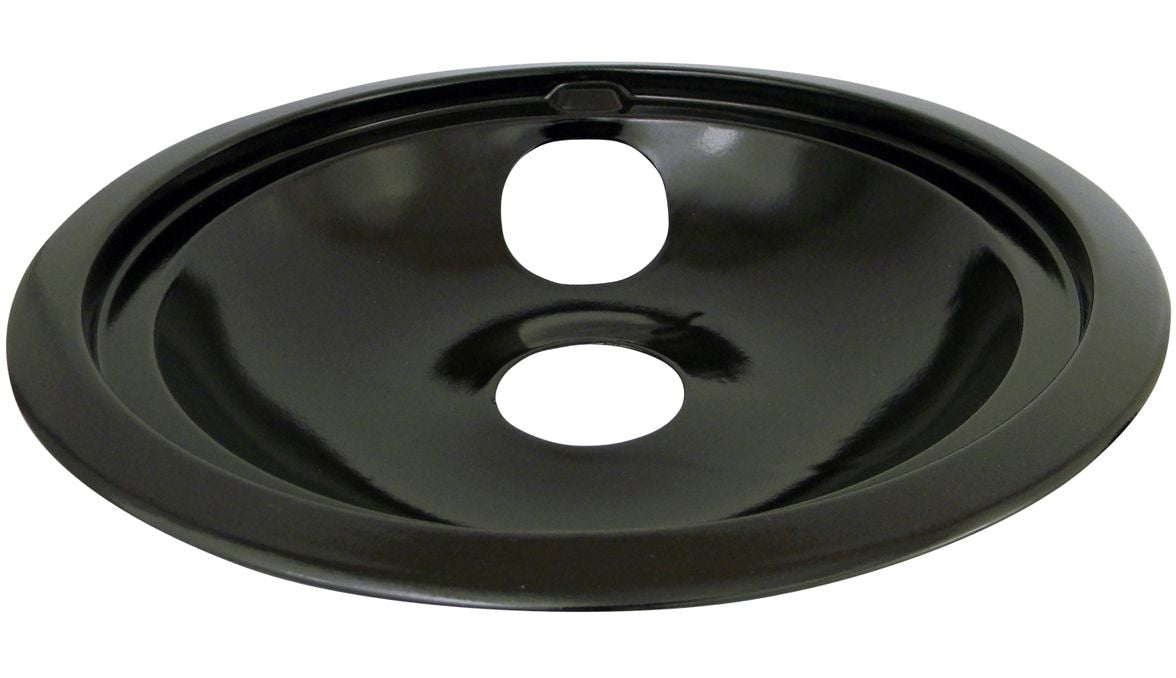 62248 GE Porcelain Stove Shallow-Draw Drip Pan with Trim Ring, Black, 8-in