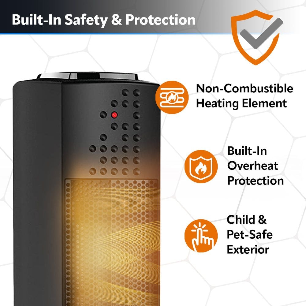 Ultra Slim Tower Ceramic Space Heater, 1500W, Black