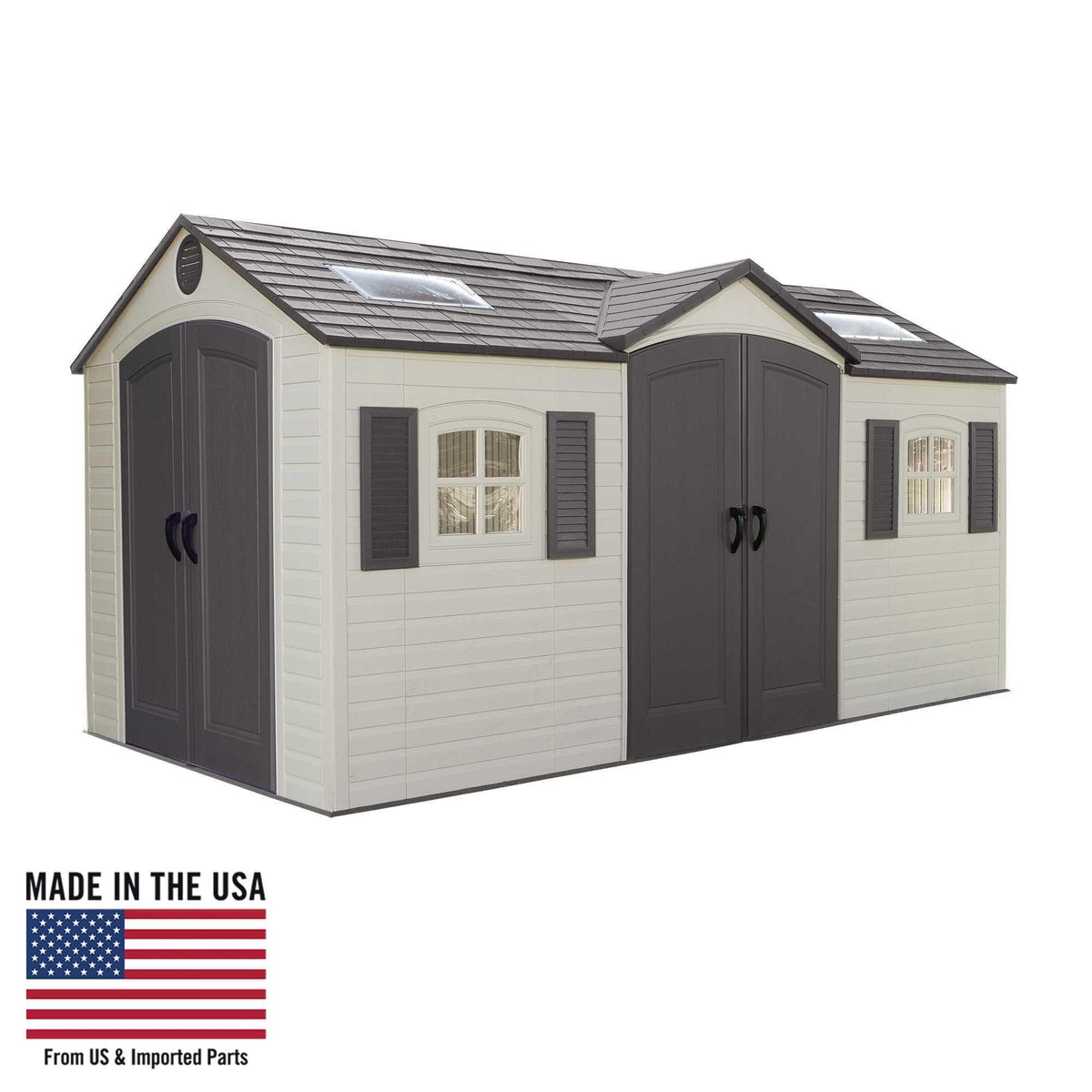 Outdoor Storage Shed with Dual Side Entry, 15 x 8-ft