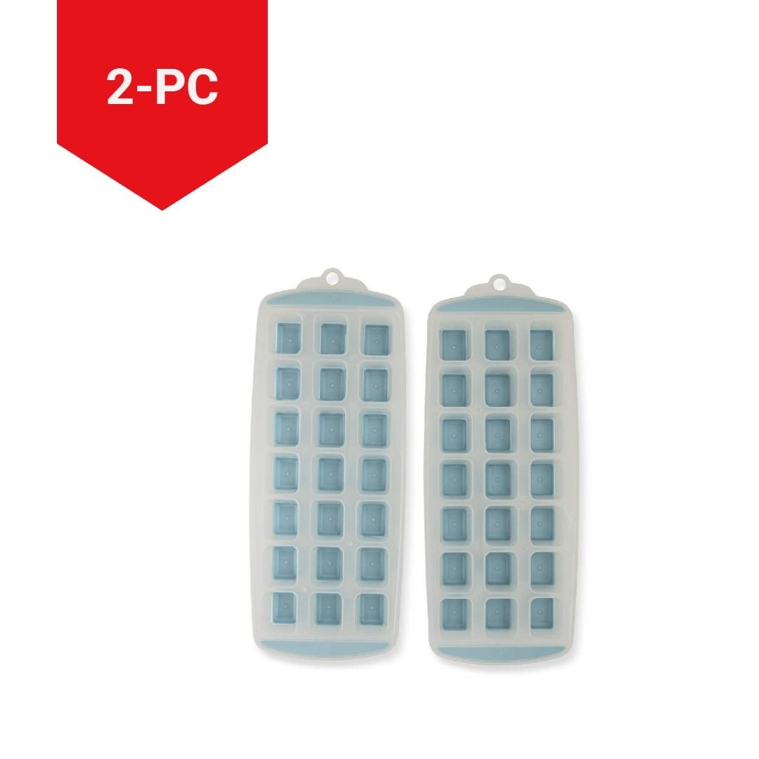 Easy Release Pop-Out Square Ice Cube Trays, Blue, 2-pk, Dishwasher Safe