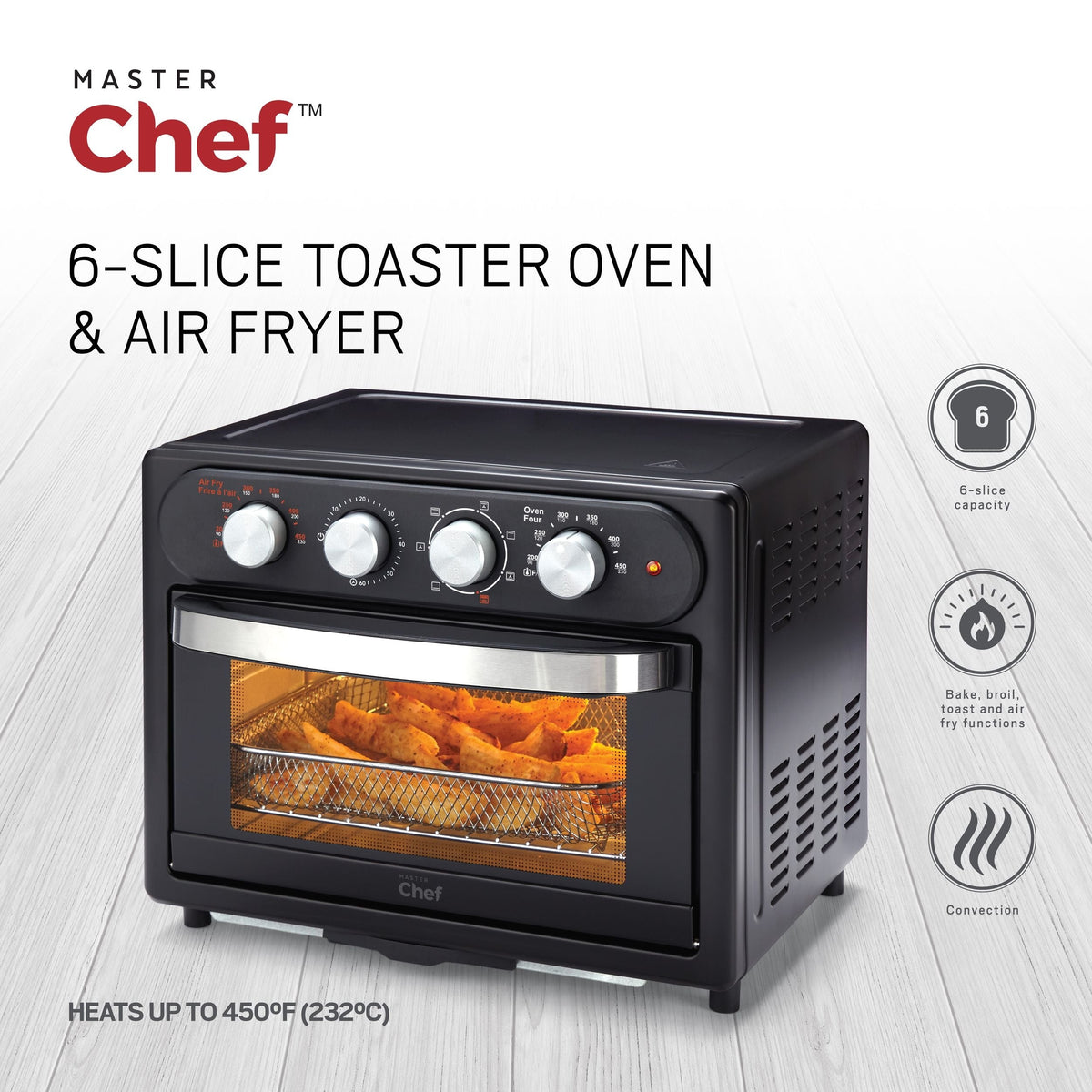 AirFryer Toaster Oven with 5 Functions, Black