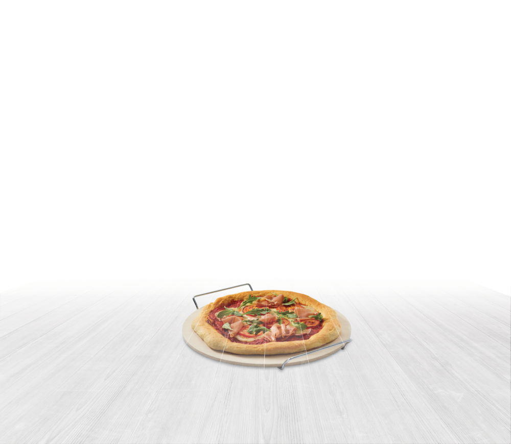 Ceramic Round Pizza Stone & Serving Rack, 15-in