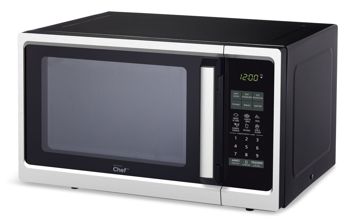 Countertop Microwave, 900 W, Black Stainless Steel, 0.9-cu-ft