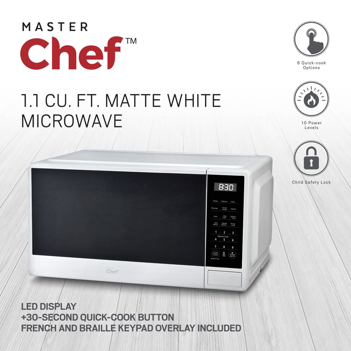 Matte Microwave, White, 1.1-cu-ft