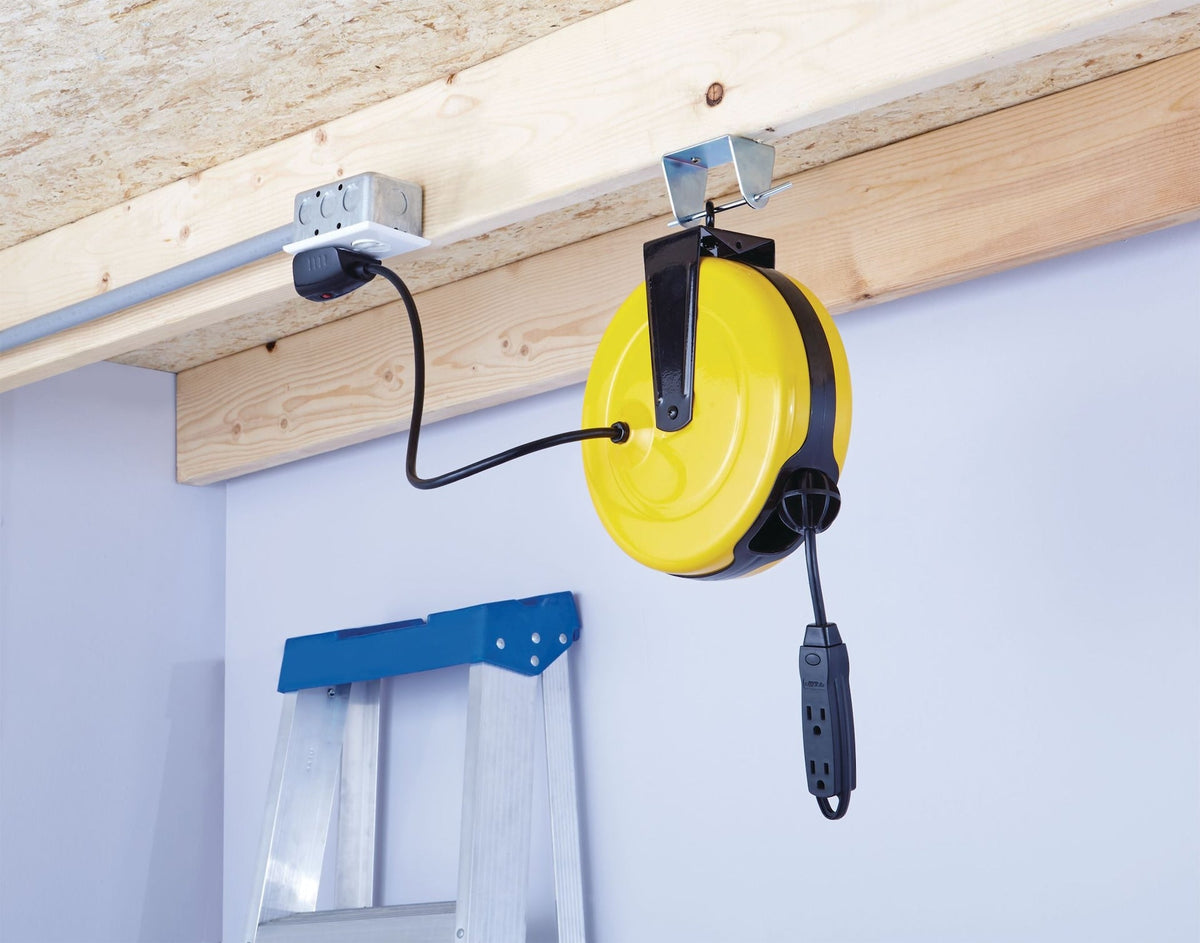 30-ft 16/3 Retractactabe Extension Cord Reel with 3 Grounded Outlets