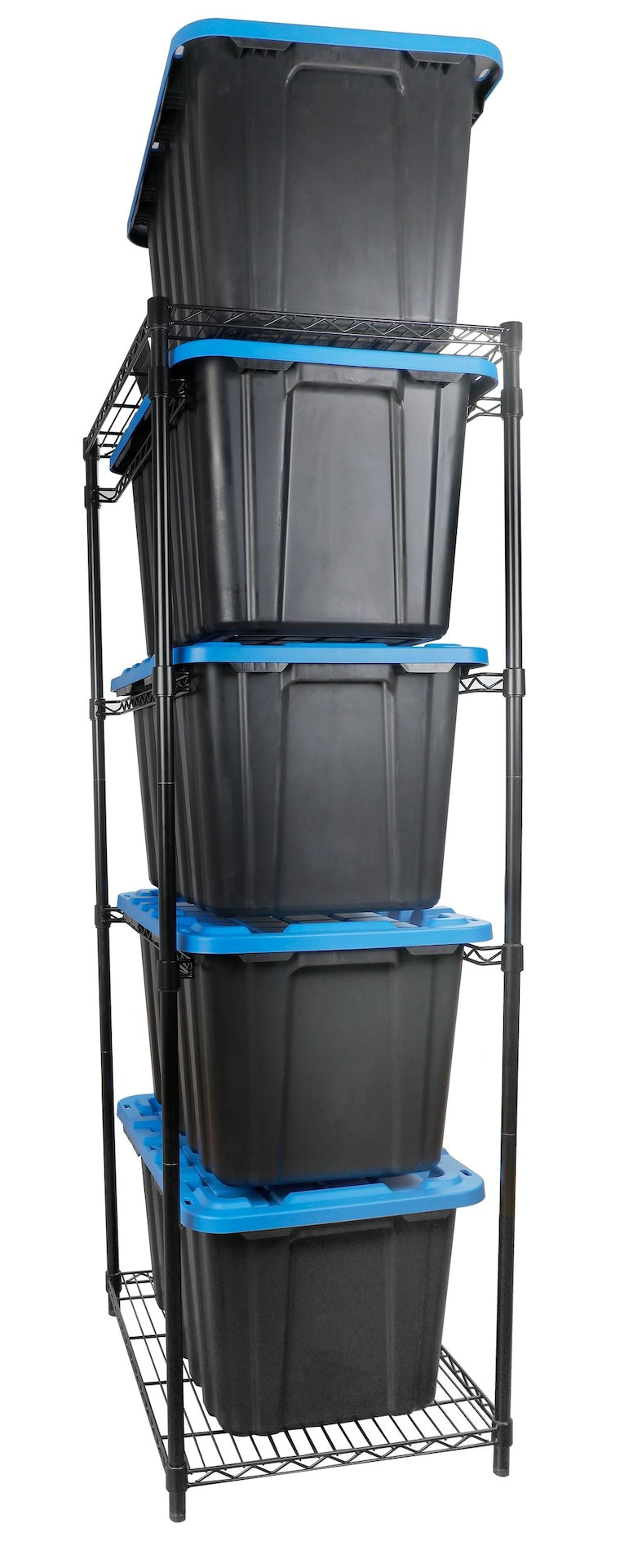 5-Tier Steel Tote Storage Rack, Black, Totes Not Included