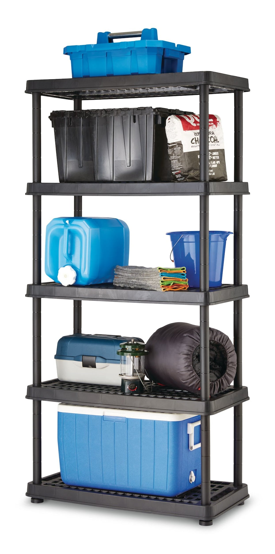 Adjustable 5-Shelf Resin/Plastic Storage Rack/Shelving Unit, 36 x 18 x 72-in