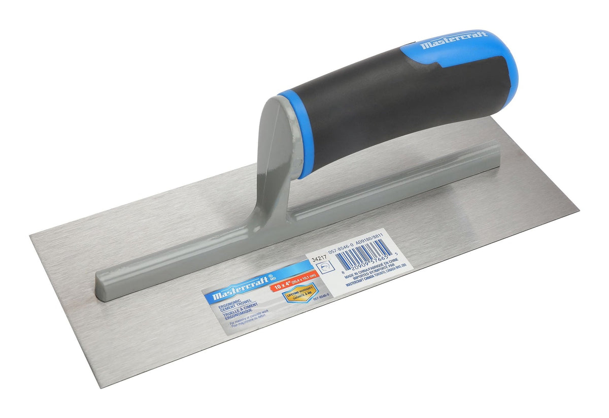 Ergonomic Steel Cement Trowel For Masonry & Concrete Work, 4 x 10-in