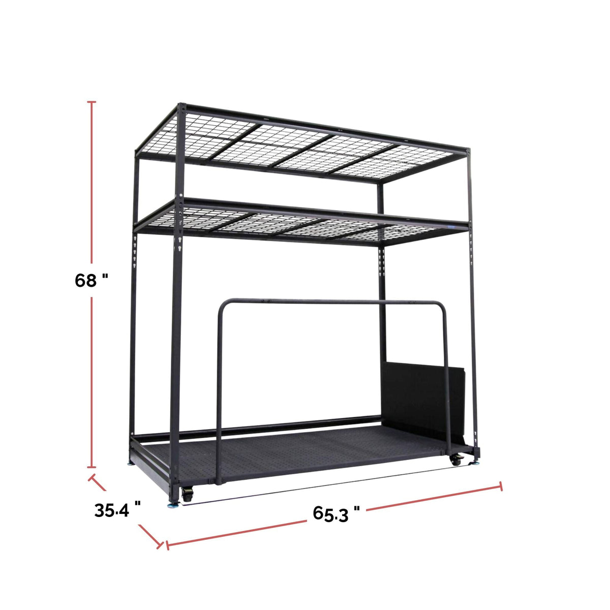 Seasonal Storage Rack with Rolling Platform Cart, Black, 65.5-in x 35.5-in x 68-in