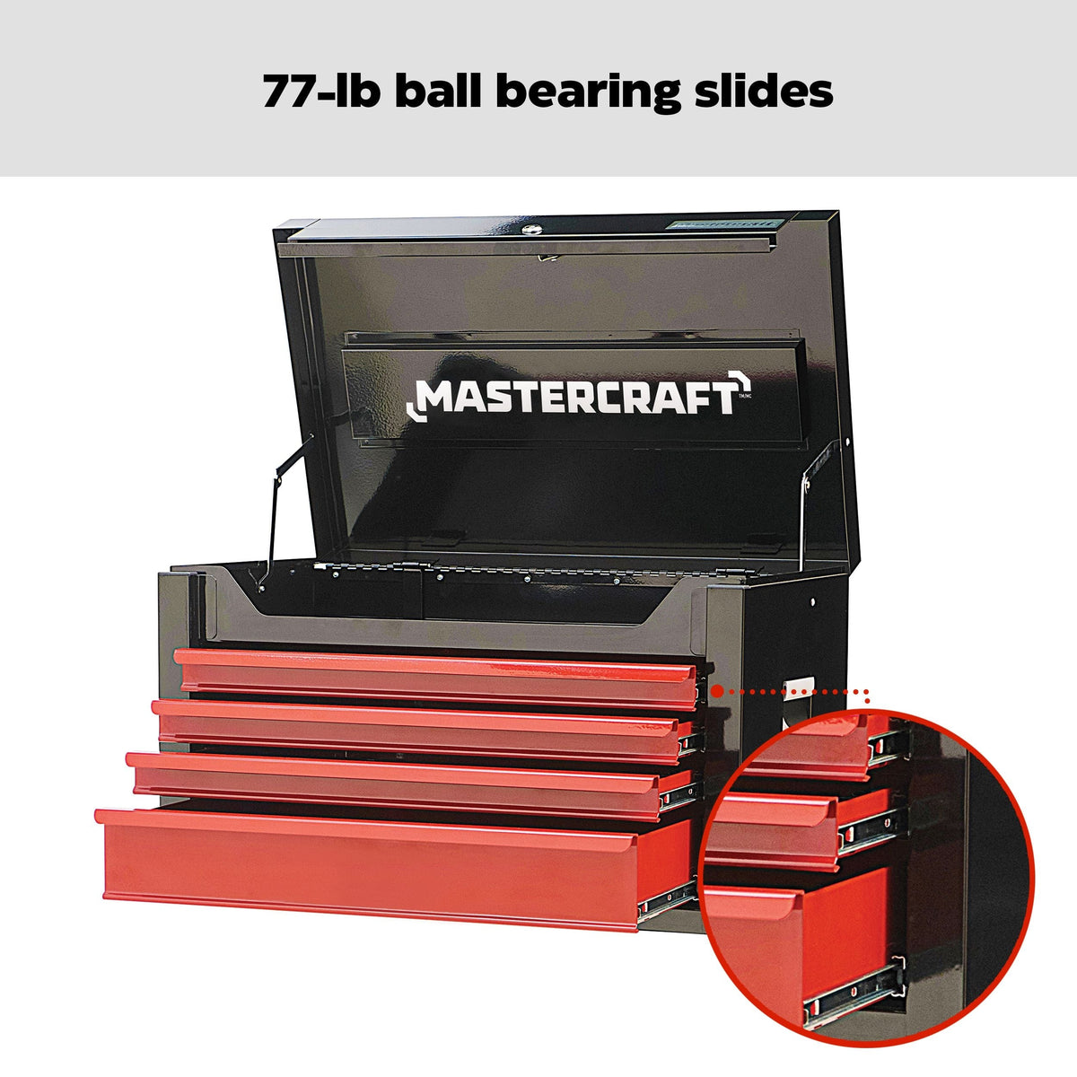Tool Chest with 4 Drawers, Black & Red, 26-in