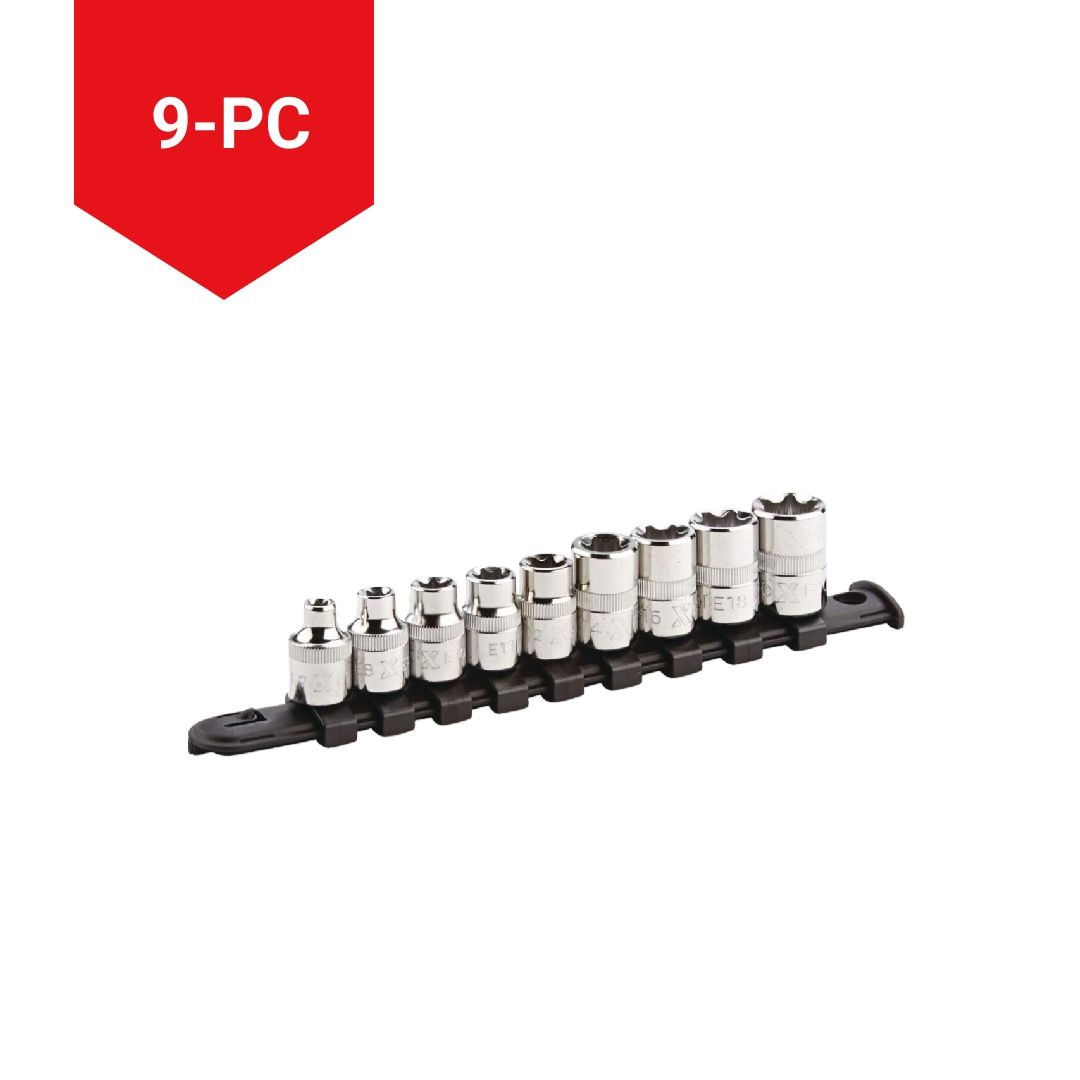 MAXIMUM E-Star-drive Bit Socket Set, Chrome-Plated, 9-pc