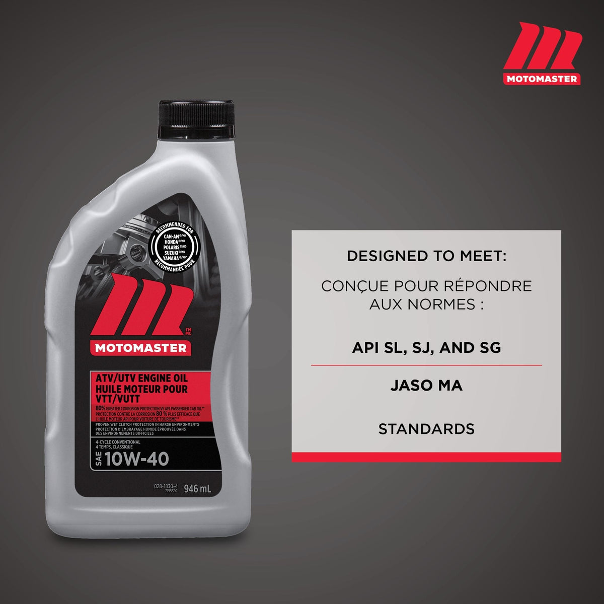 4-Stroke Premium ATV/UTV Engine Oil 10W40, 946-mL