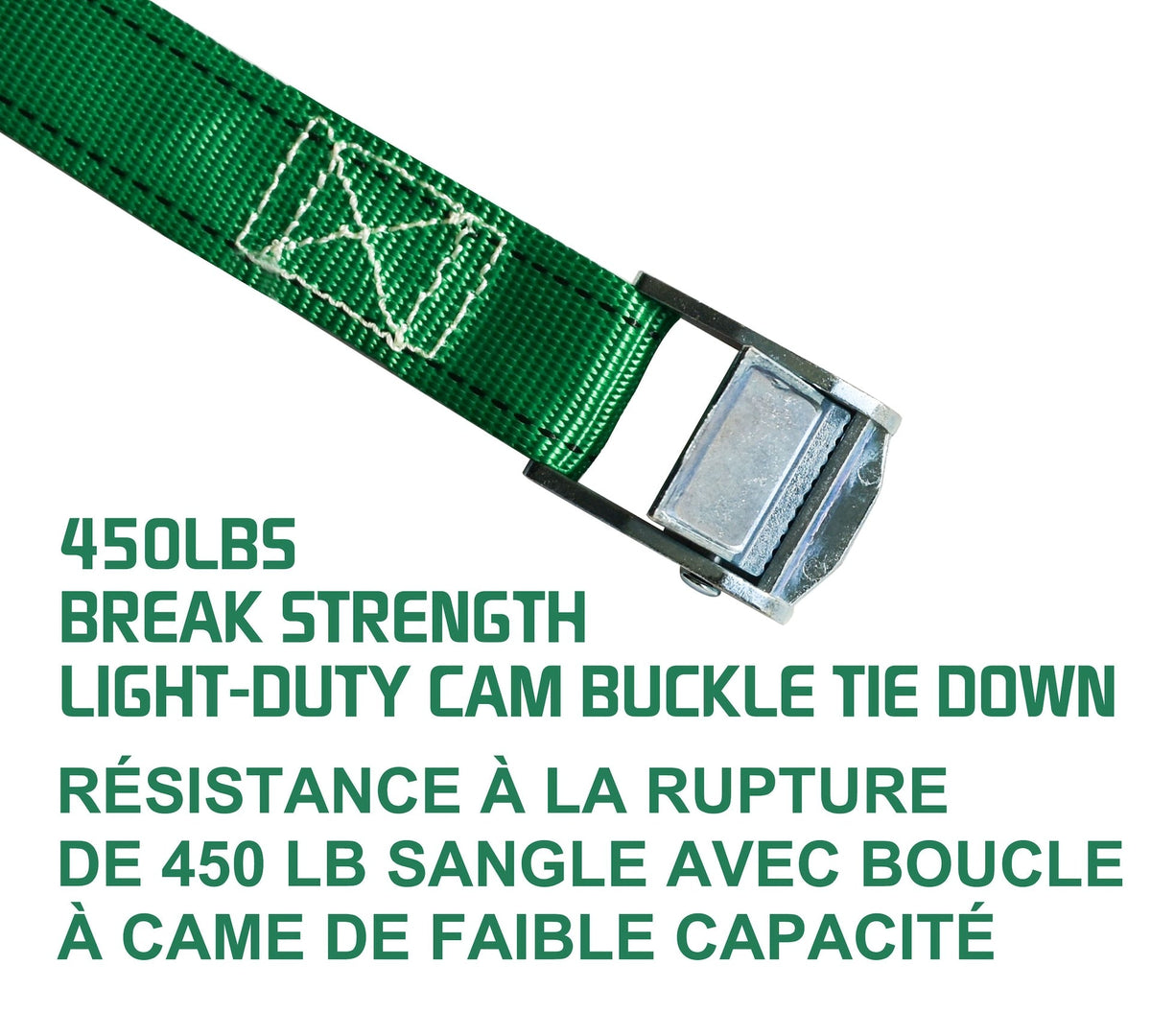 450-lb Light Duty Lashing Straps with Cam Buckle Clasps, Weatherproof, 1-in x 12-ft, 2-pk