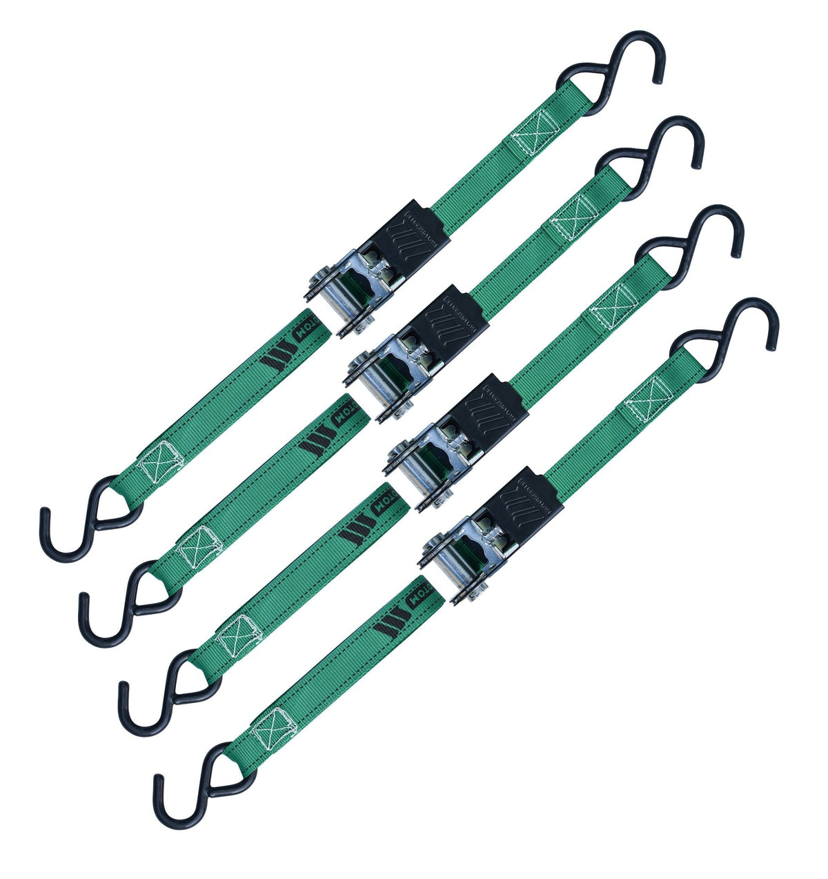 900-lb Ratchet Tie-Down Straps, Non-Padded, 1-in x 10-ft, 4-pk