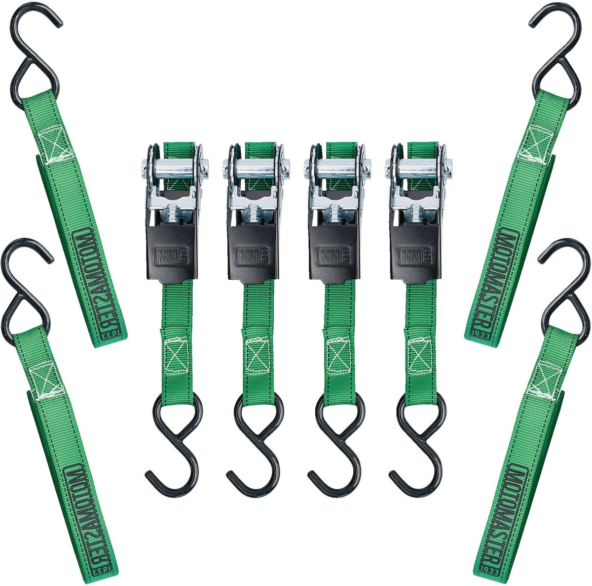 900-lb Ratchet Tie-Down Straps, Non-Padded, 1-in x 10-ft, 4-pk