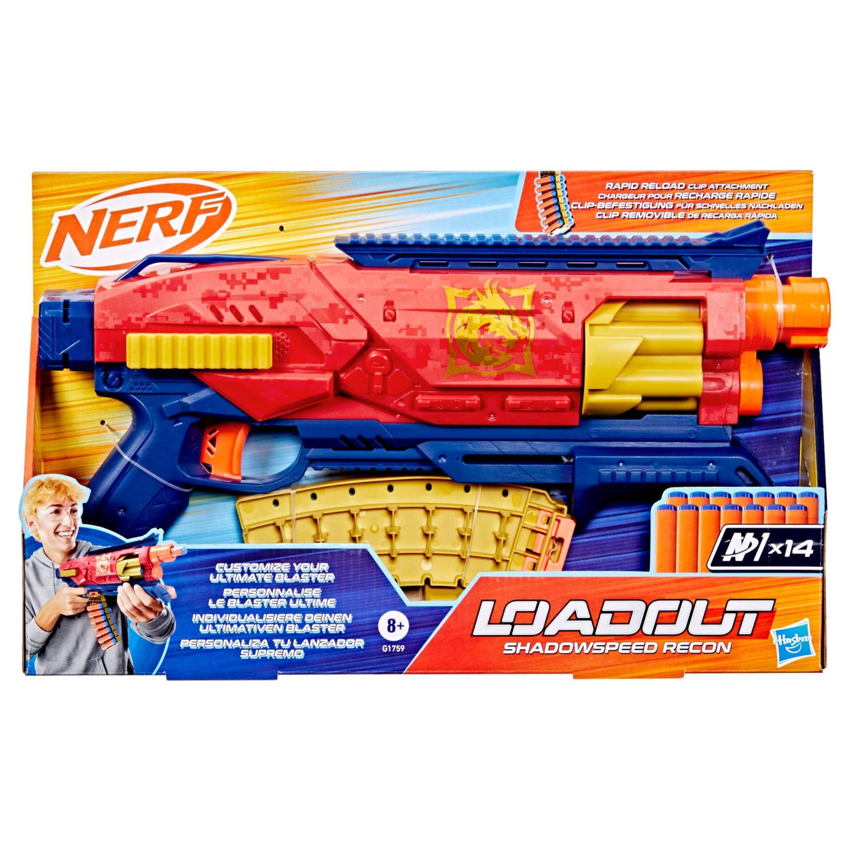 Loadout Shadowspeed Recon Dart Blaster with Dart Storage Attachment and 14 N1 Darts