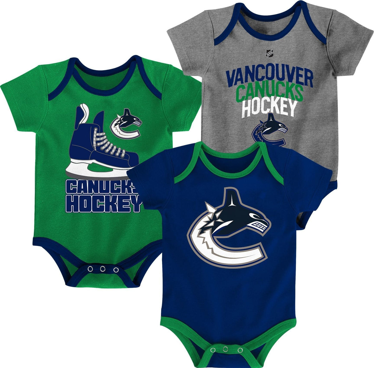 Infant/Baby Bodysuit Onesie, Blue/Green/Grey, 3-pk