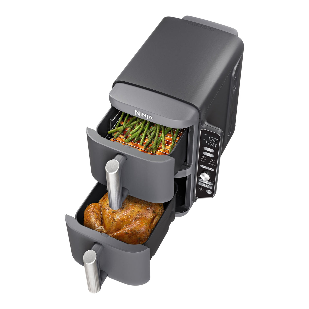 XL Multi-Rack Air Fryer with 2 Baskets & 6 Functions, 10-qt