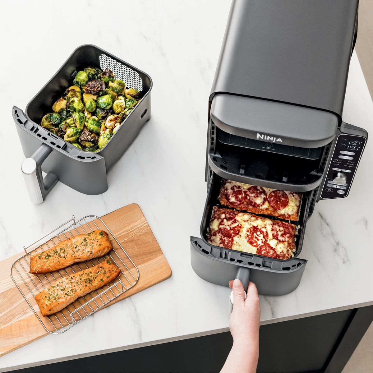 XL Multi-Rack Air Fryer with 2 Baskets & 6 Functions, 10-qt